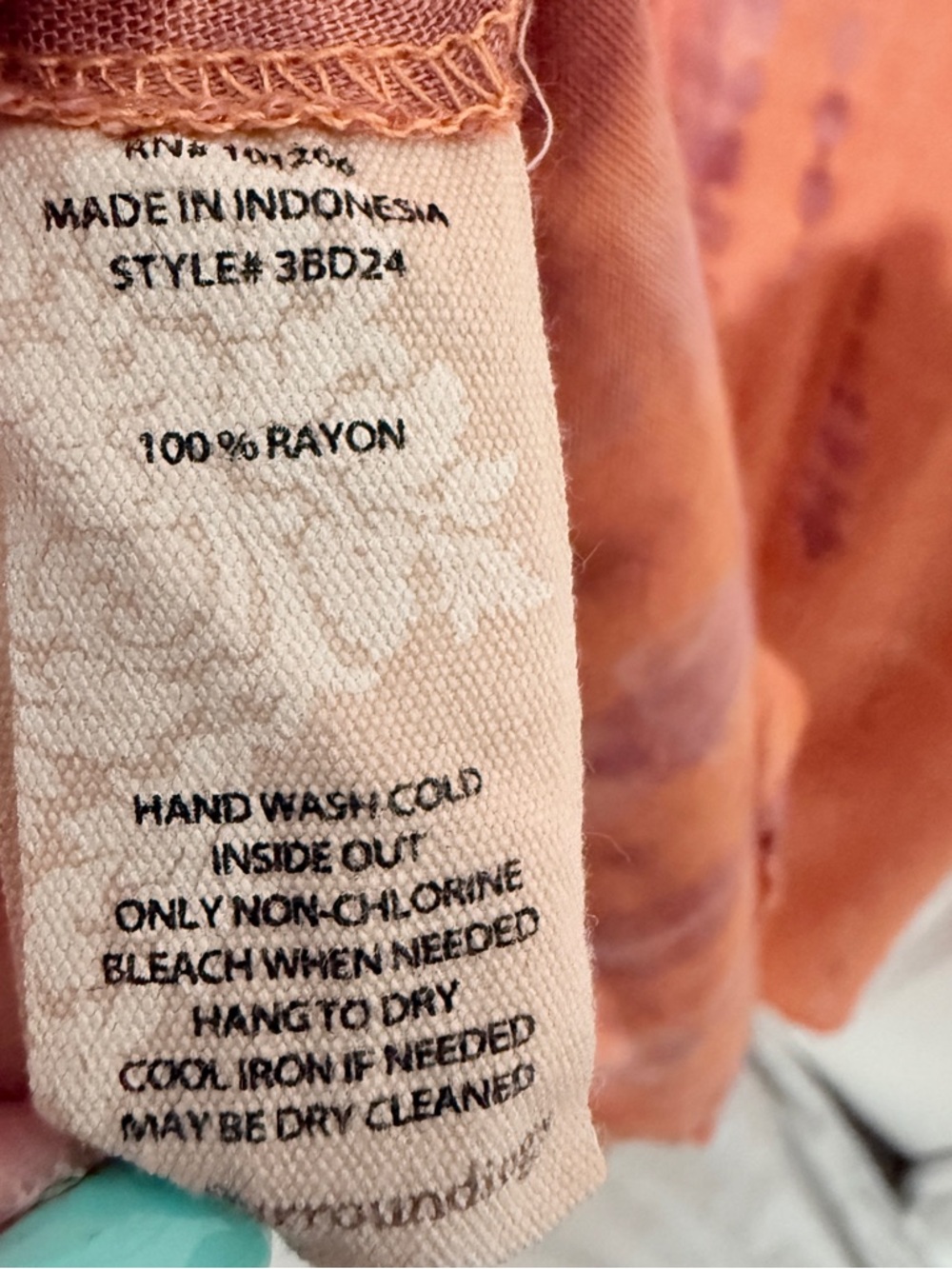 Soft Surroundings Peach Tie-Dye Dress with Black Trim Size PM - Picture 7 of 7